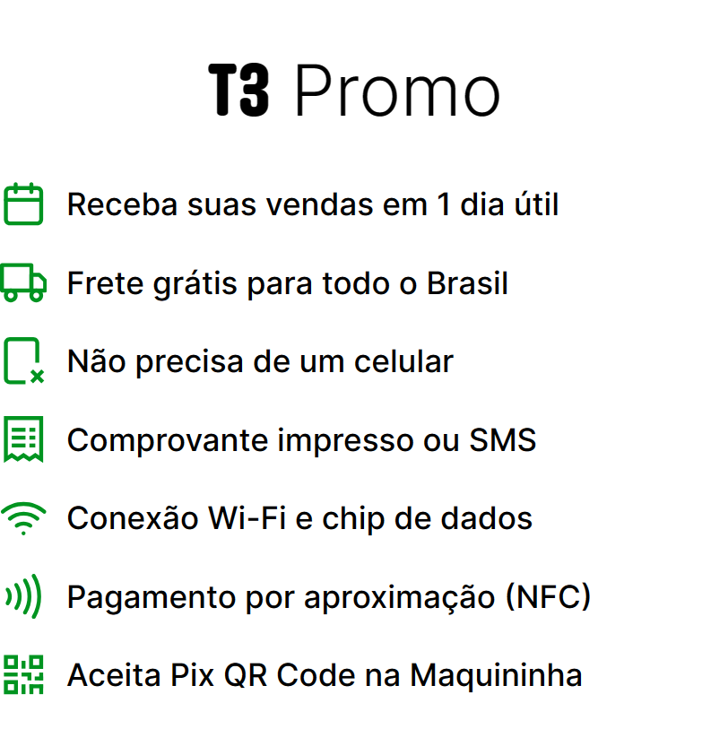 Maquininha T3 promo